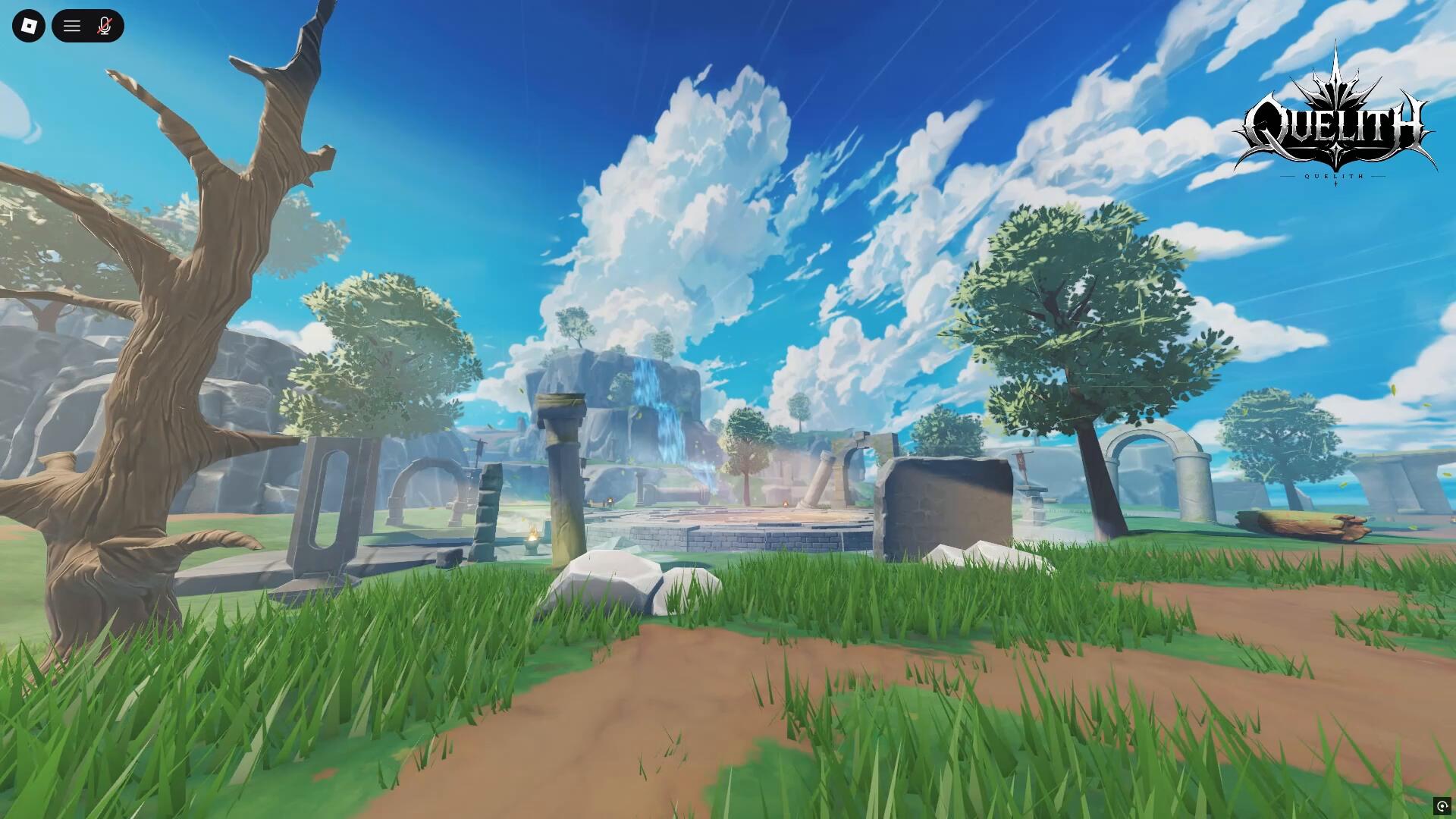 Stylized Serene Waterfall